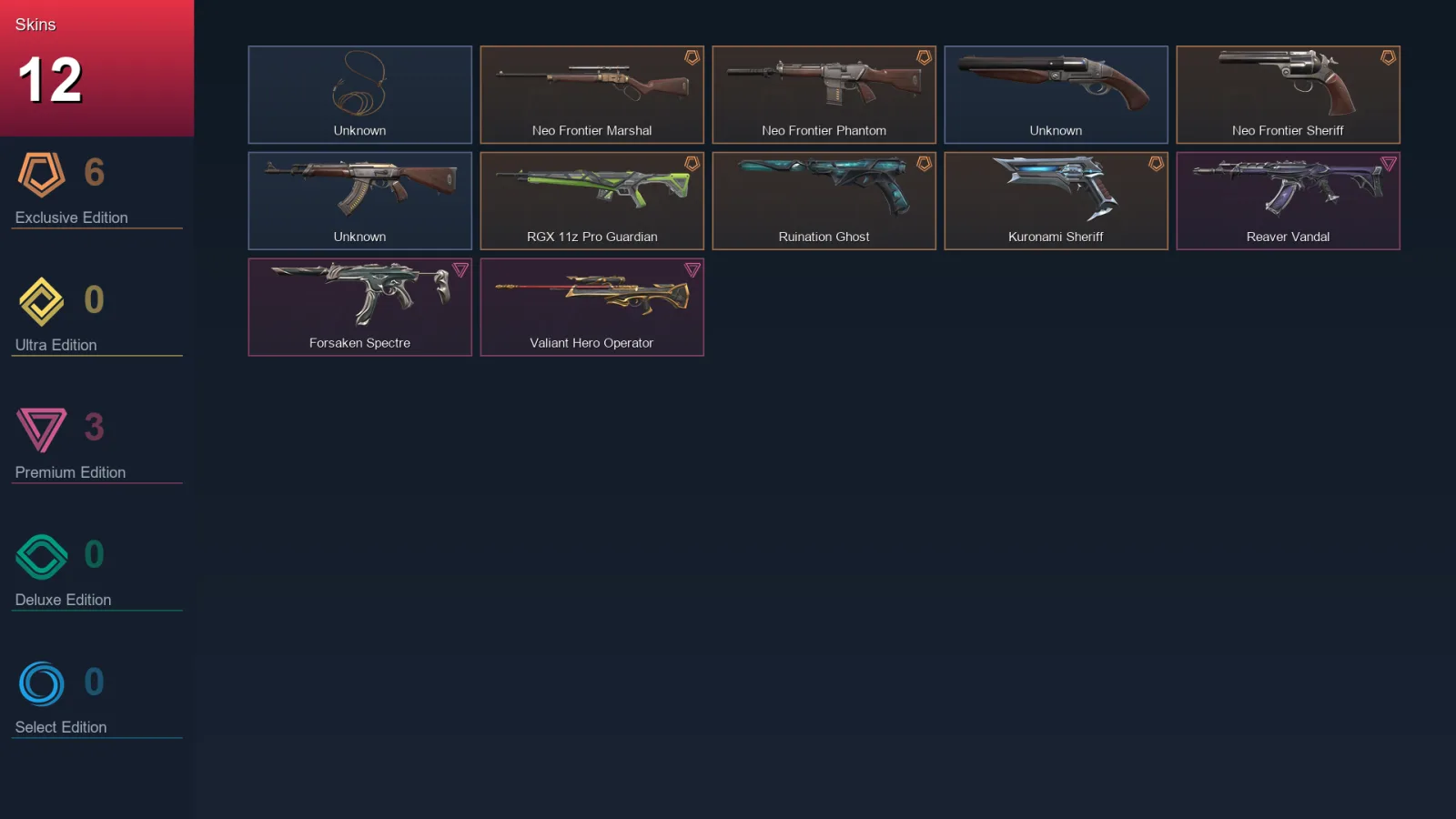 EU | Lv1 | Unranked | 12 Skin | 5 Agent | 1 Buddy