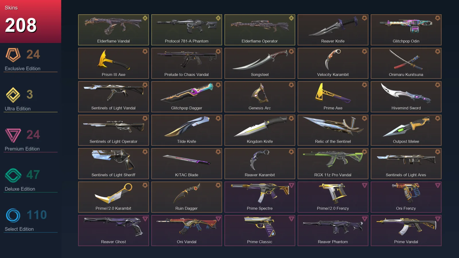 EU | Lv353 | Unranked | 208 Skin | 28 Agent | 206 Buddy
