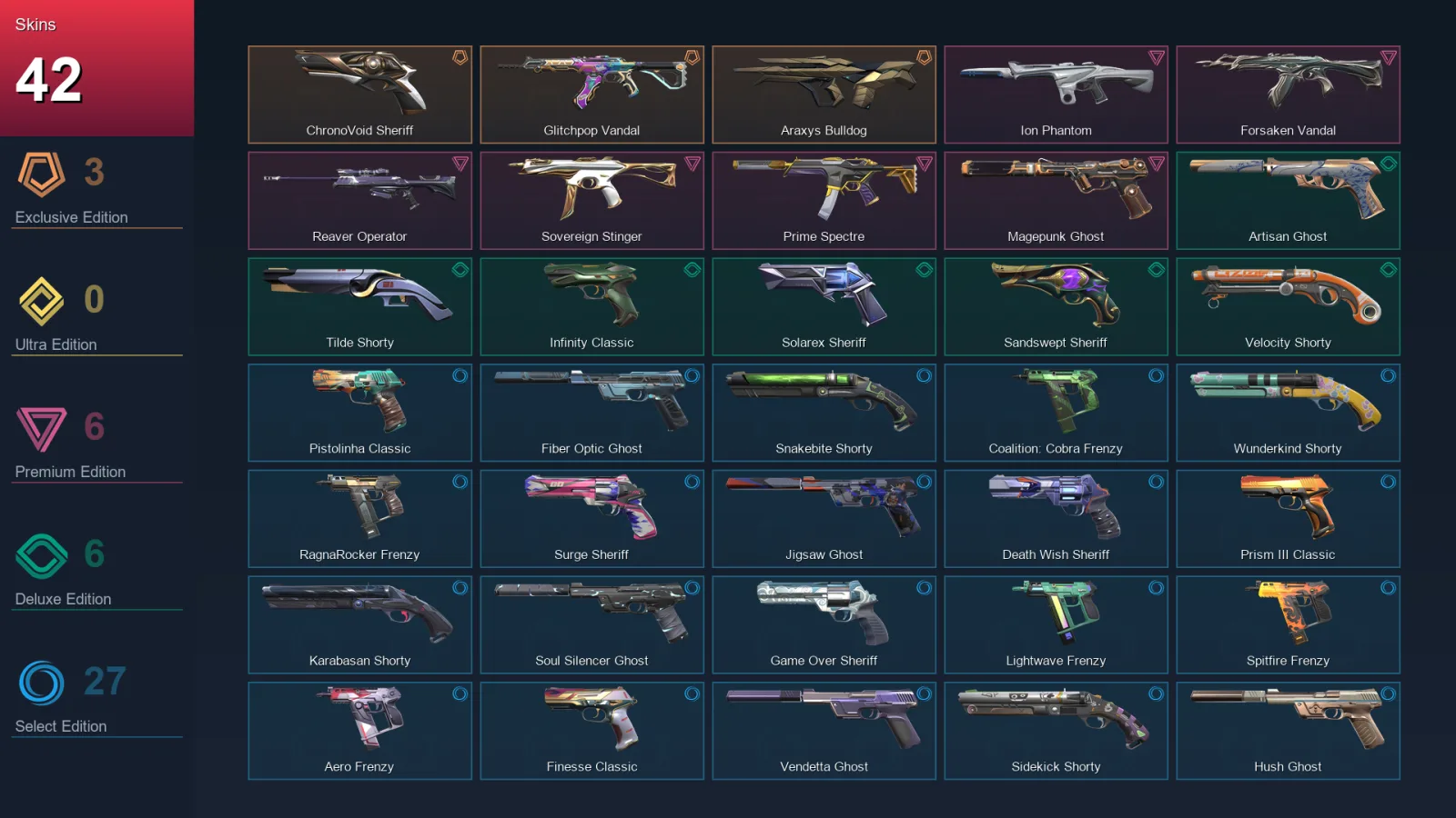 AP | Lv442 | Platinum II | 42 Skin | 27 Agent | 109 Buddy