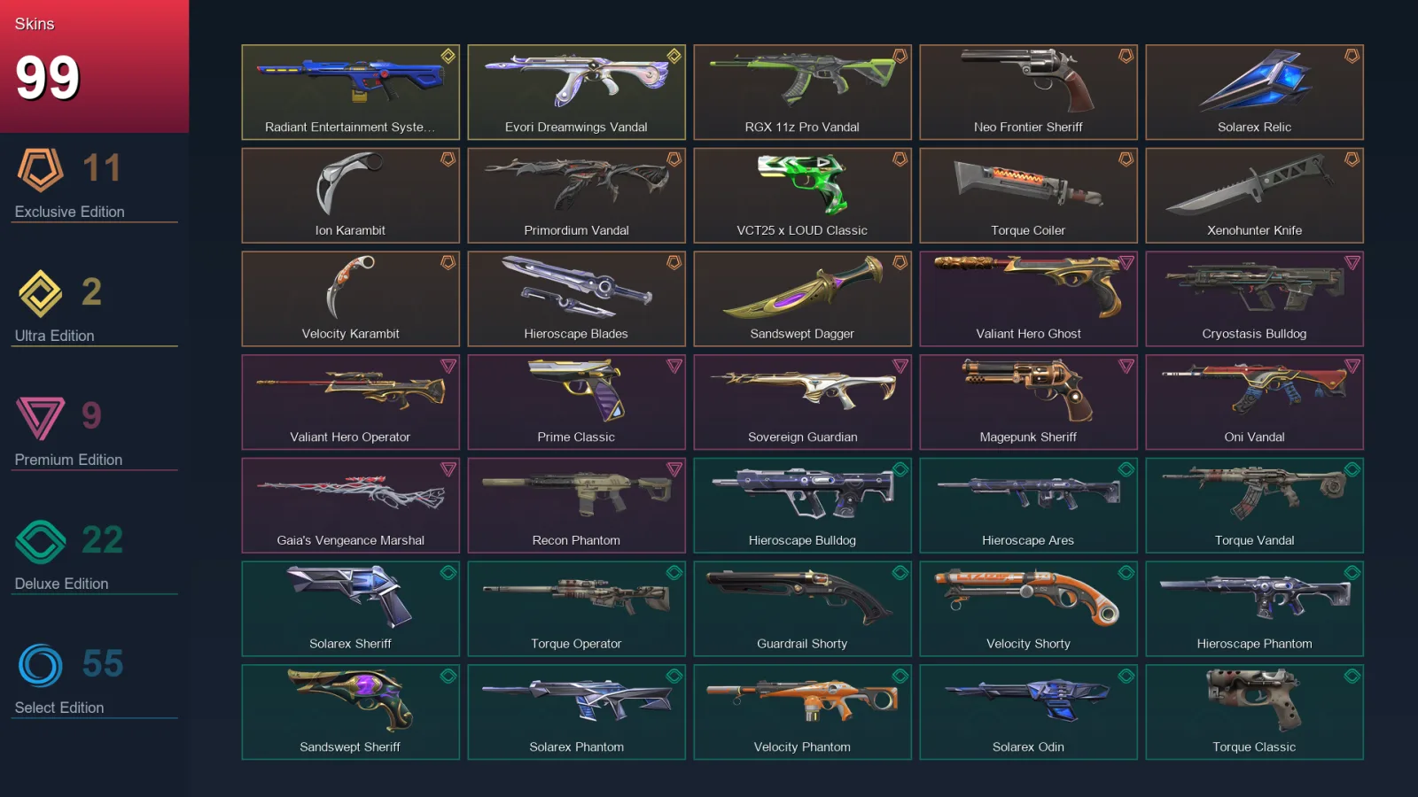 BR | Lv165 | Unranked | 99 Skin | 29 Agent | 120 Buddy