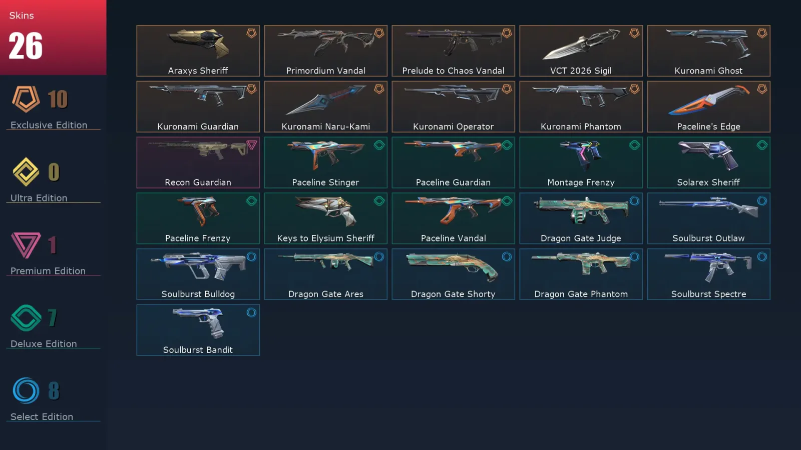 [Valorant] | EU | Level 1 | Radiant | 26 Agents | 26 Skins