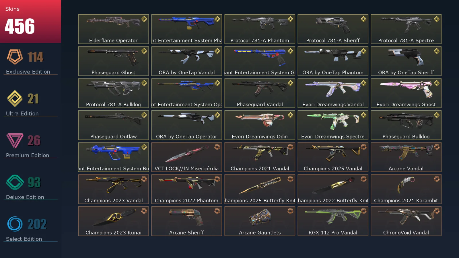 [Valorant] | EU | Level 500 | Ascendant 2 | 29 Agents | 456 Skins