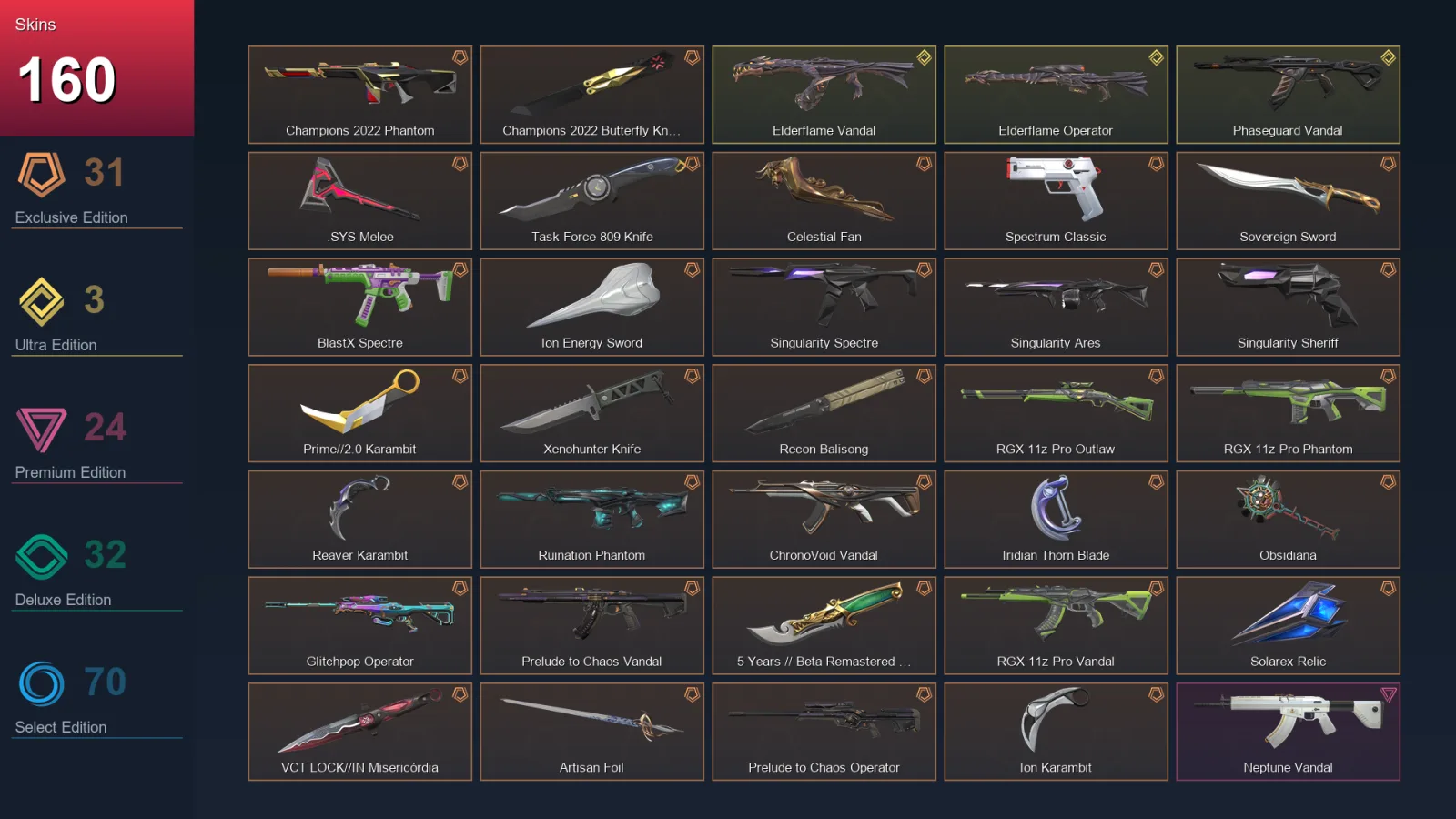 EU | Lv231 | Unranked | 160 Skin | 28 Agent | 122 Buddy — Valorant account