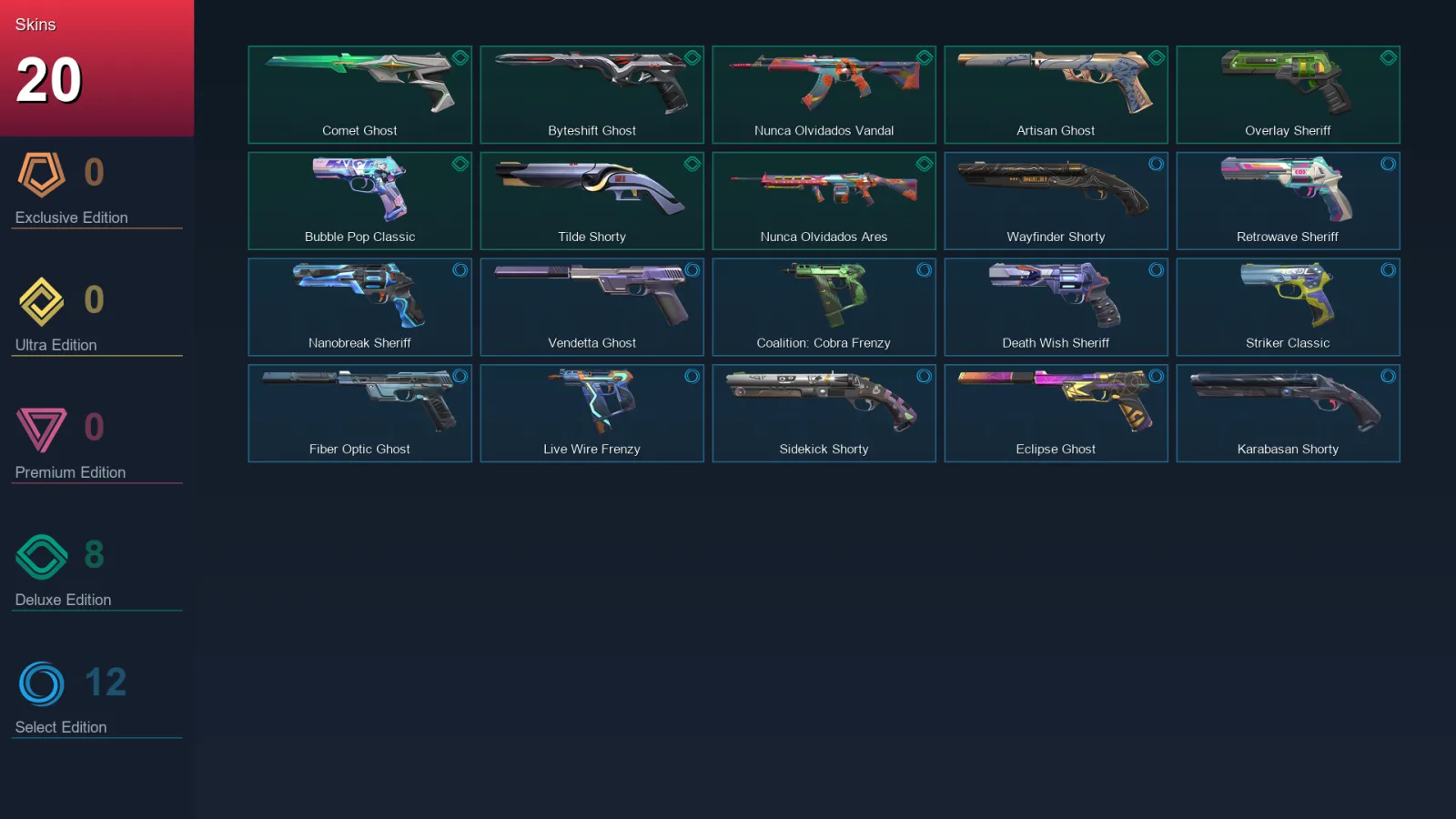 AP | Lv266 | Unranked | 20 Skin | 27 Agent | 130 Buddy