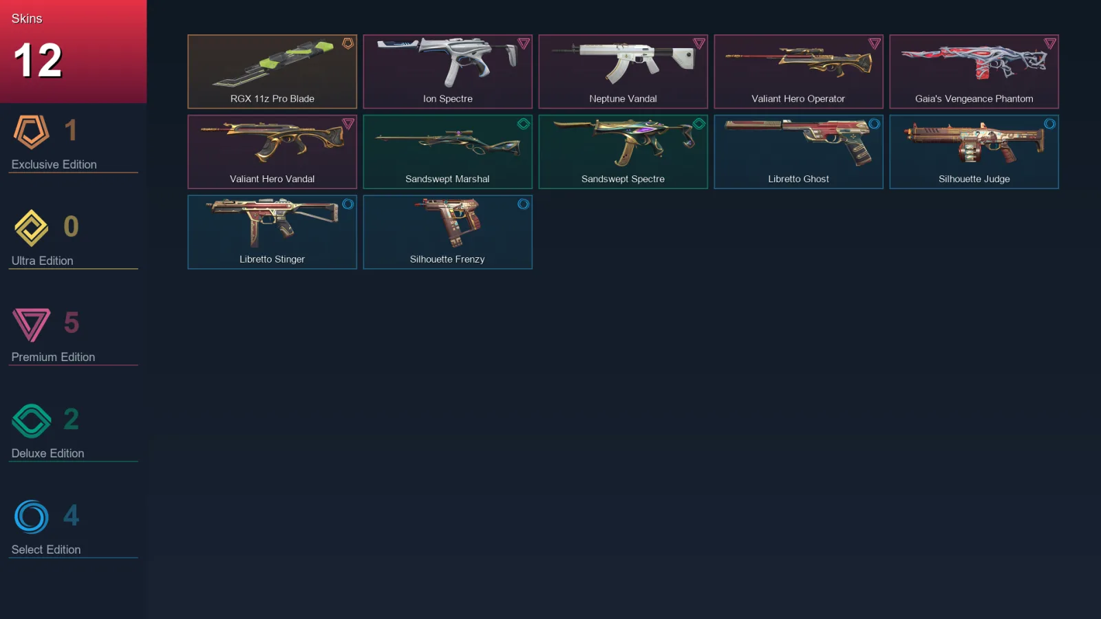 AP | Lv35 | Unranked | 12 Skin | 14 Agent | 16 Buddy