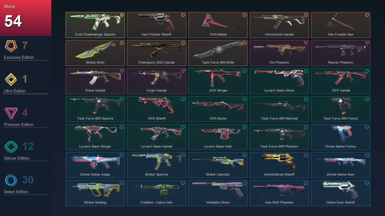 LA | Lv185 | Unranked | 54 Skin | 26 Agent | 93 Buddy