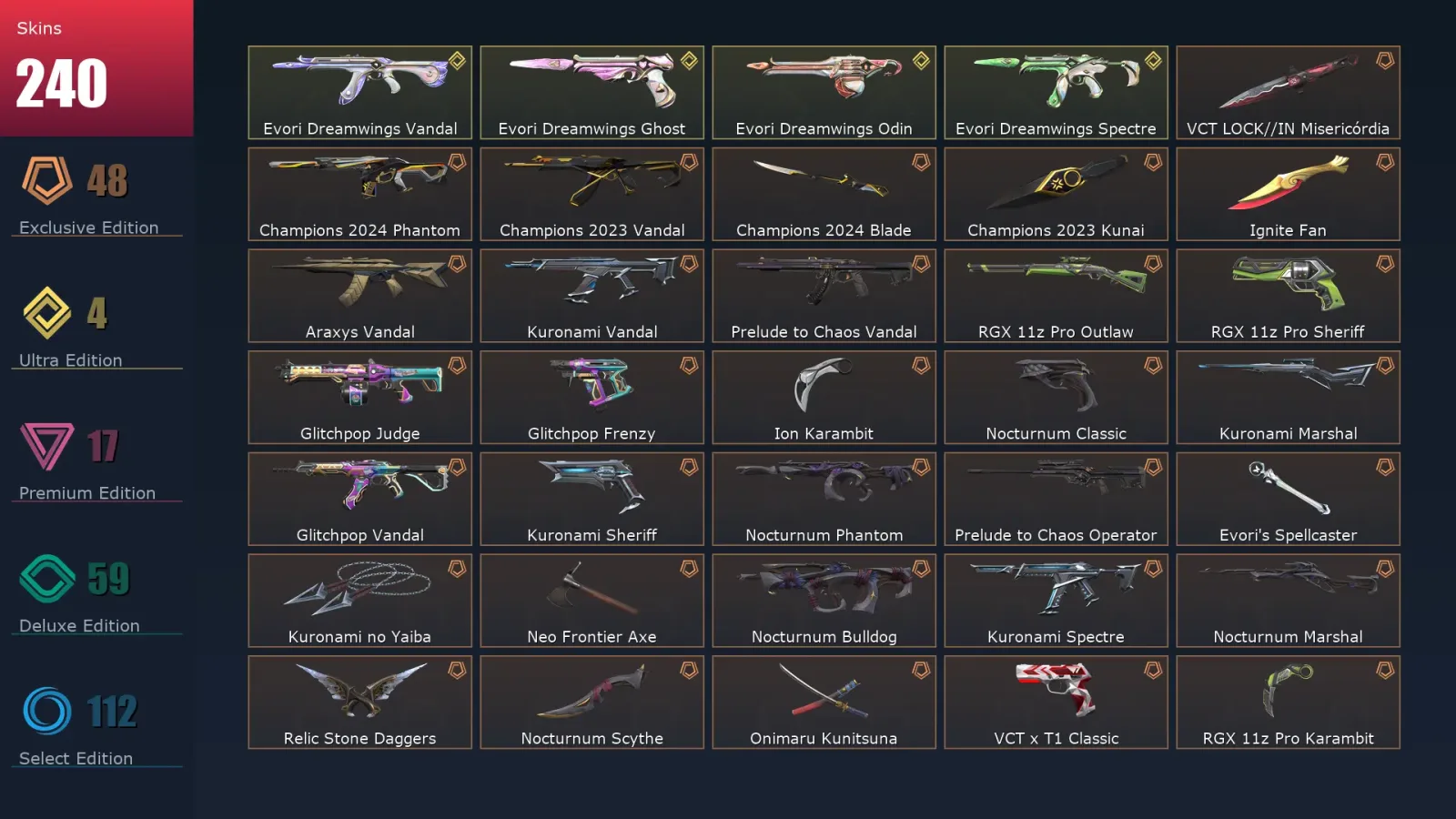 [Valorant] | EU | Level 304 | 28 Agents | 240 Skins — Valorant account