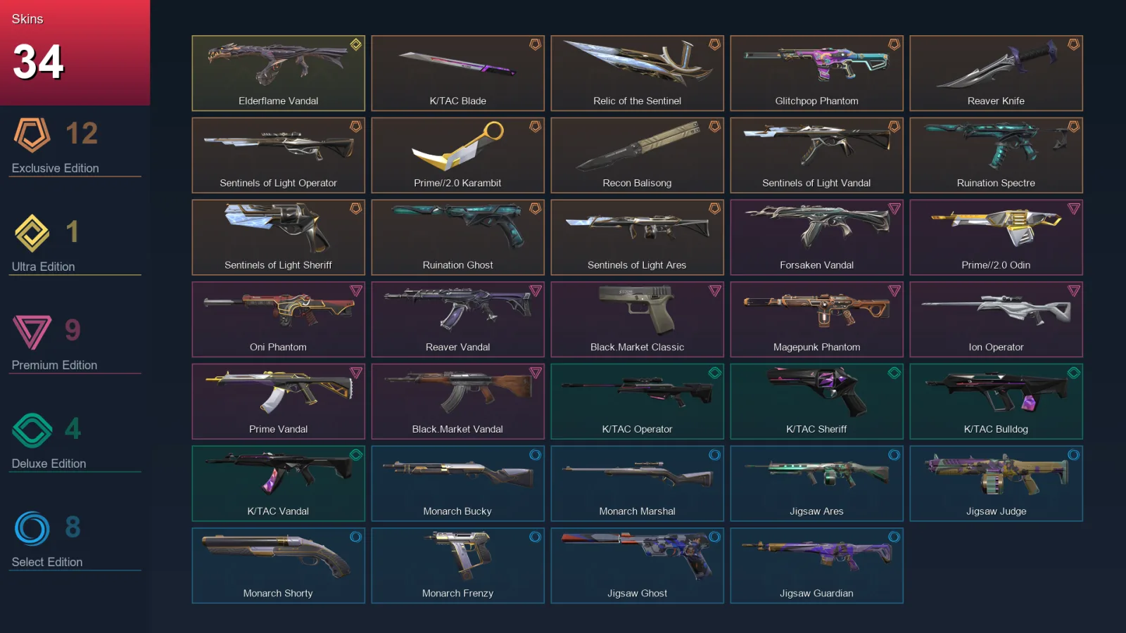EU | Lv42 | Unranked | 34 Skin | 13 Agent | 28 Buddy