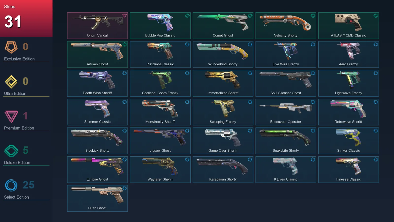 AP | Lv358 | Unranked | 31 Skin | 28 Agent | 121 Buddy