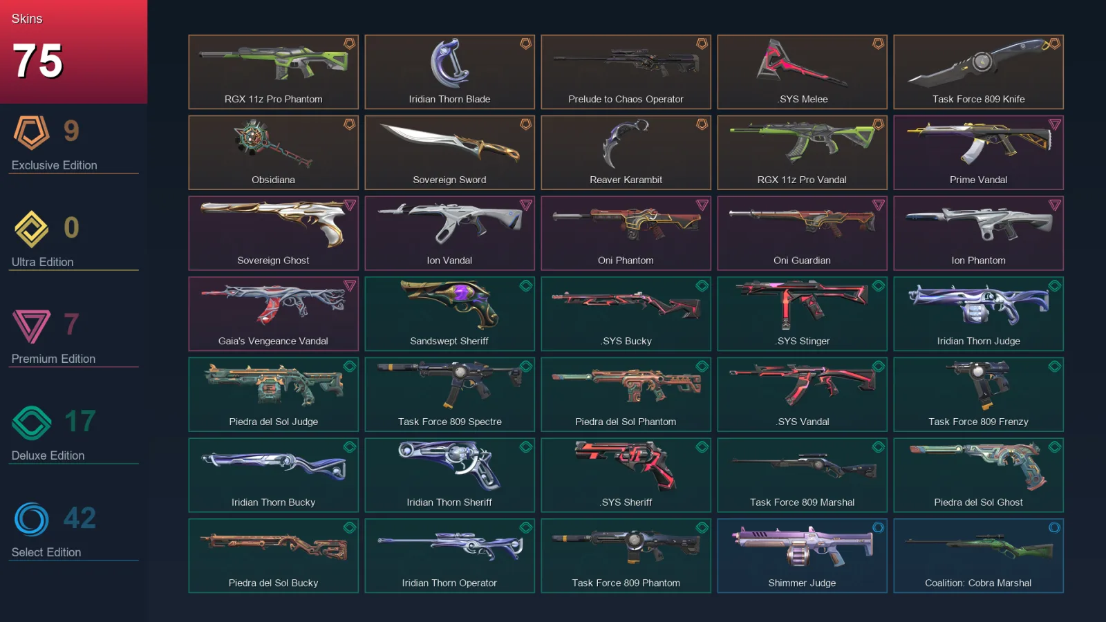 AP | Lv240 | Unranked | 75 Skin | 25 Agent | 91 Buddy — Valorant account