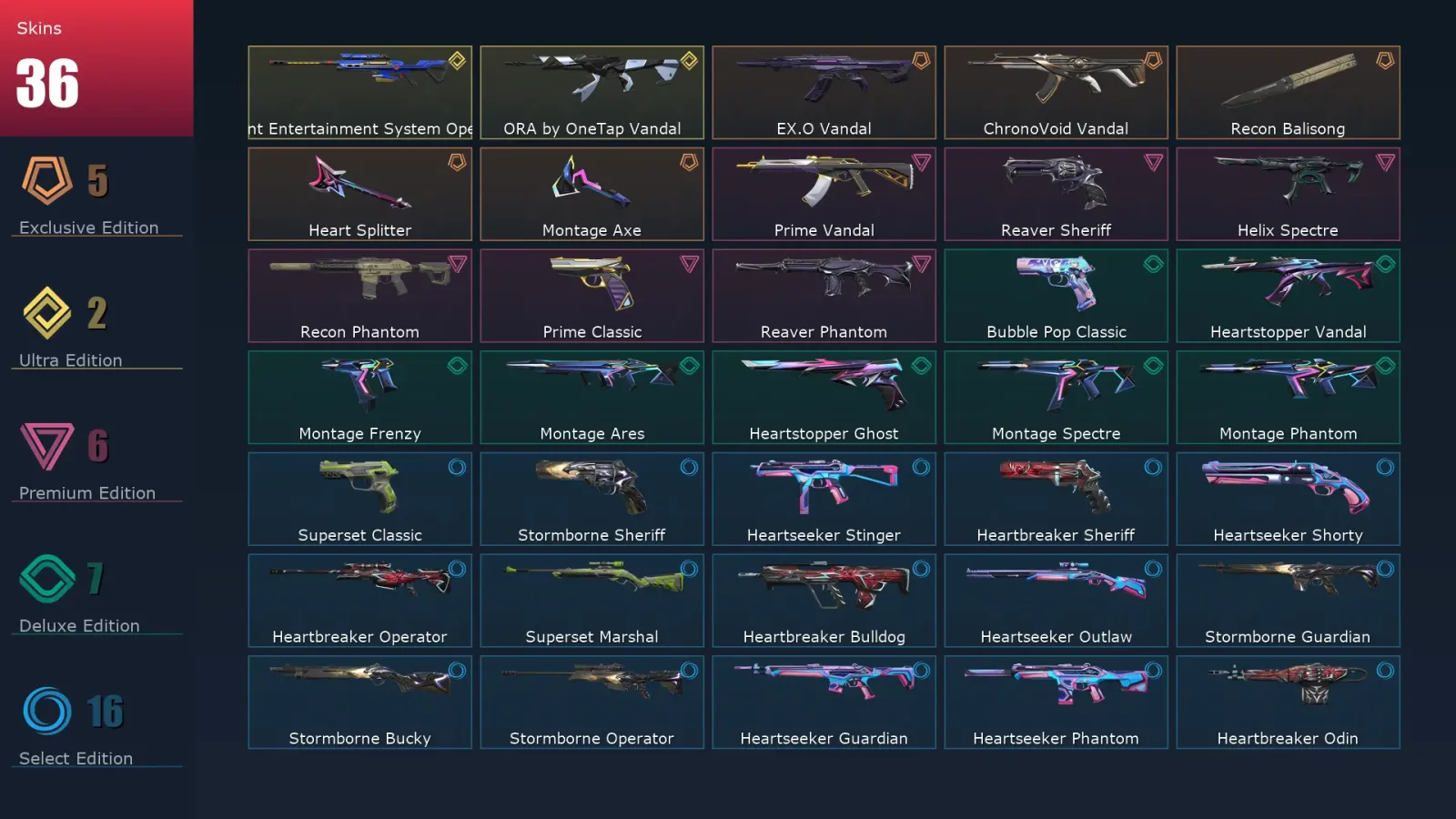 [Valorant] | EU | Level 99 | 29 Agents | 36 Skins — Valorant account
