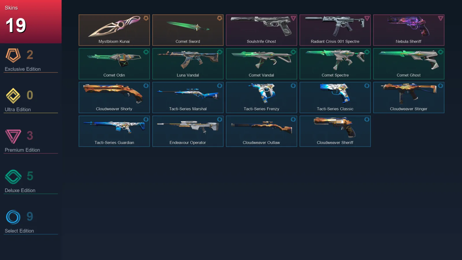 NA | Lv41 | Unranked | 19 Skin | 12 Agent | 22 Buddy
