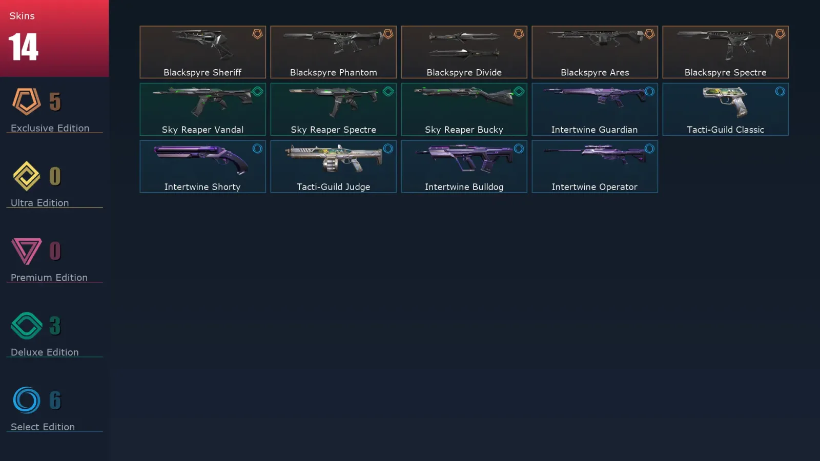 [Valorant] | EU | Level 22 | Silver 3 | 8 Agents | 14 Skins