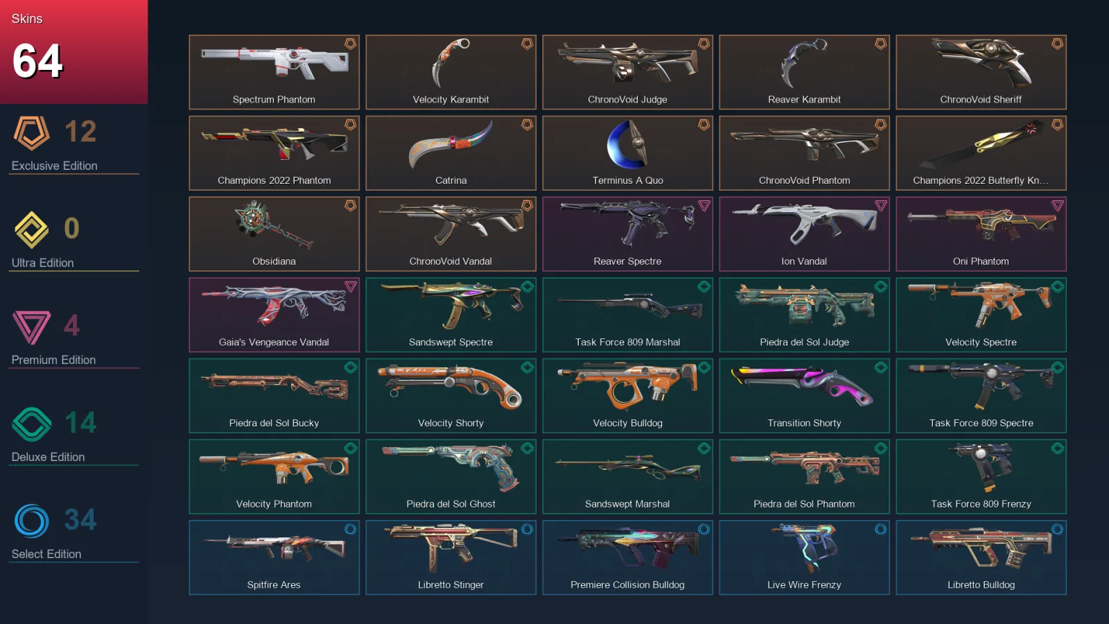 AP | Lv133 | Unranked | 64 Skin | 25 Agent | 70 Buddy