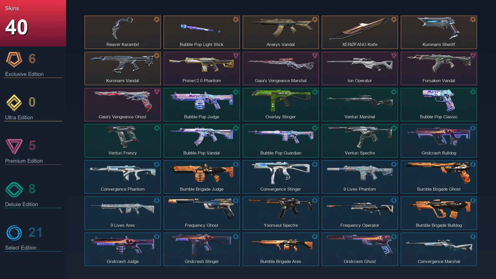 EU | Lv60 | Unranked | 40 Skin | 16 Agent | 37 Buddy