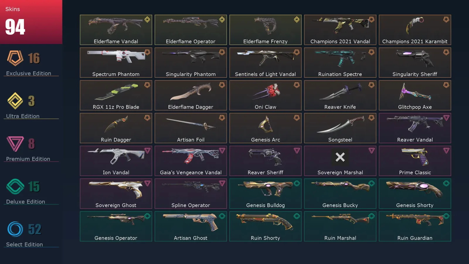 [Valorant] | EU | Level 257 | 29 Agents | 94 Skins — Valorant account