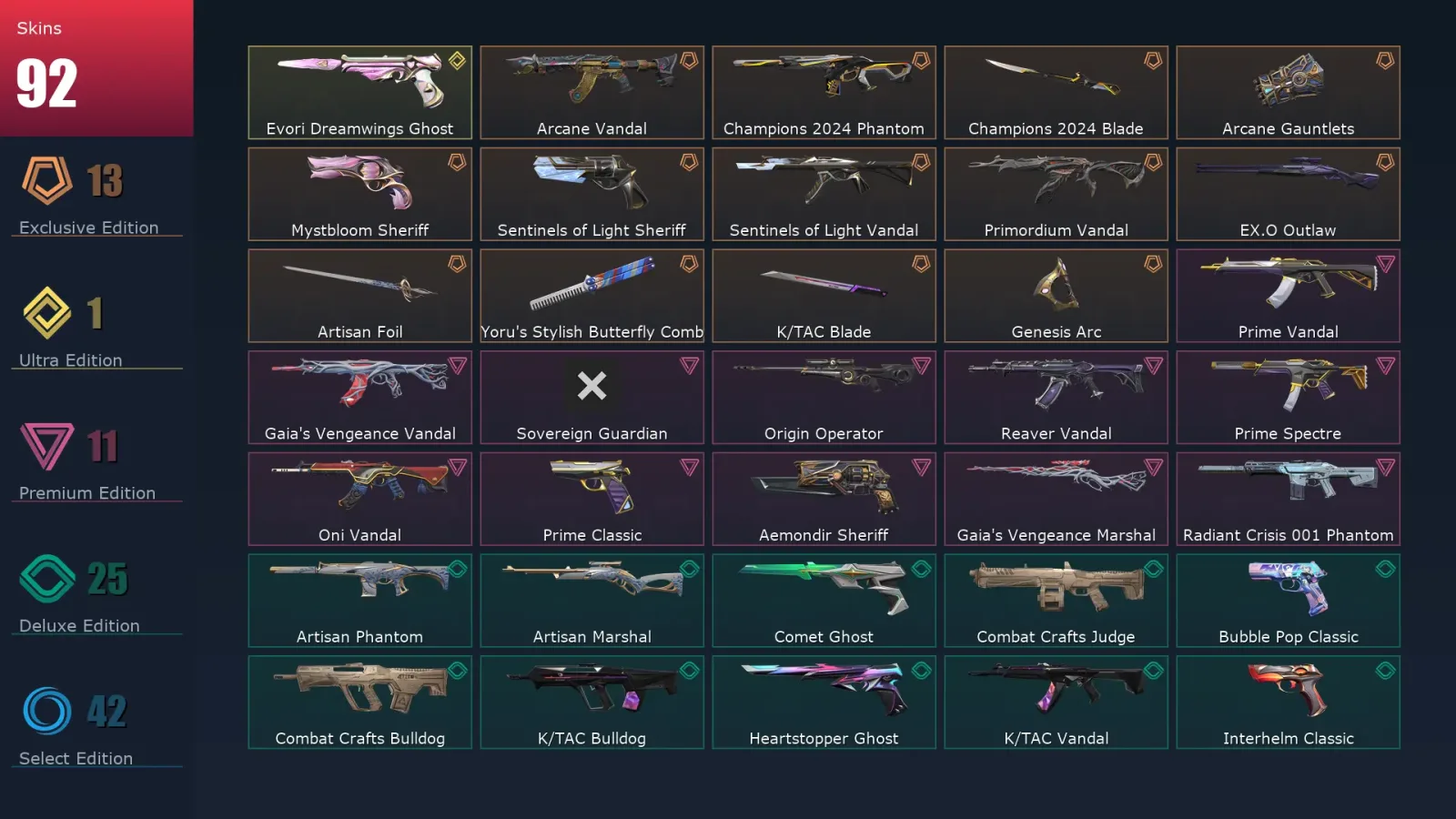 [Valorant] | EU | Level 500 | Ascendant 1 | 29 Agents | 92 Skins — Valorant account
