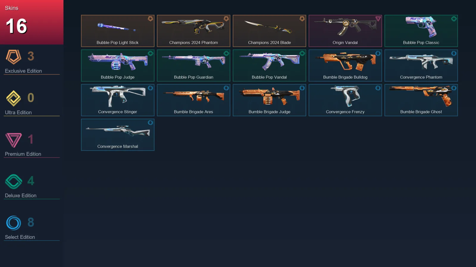 BR | Lv36 | Unranked | 16 Skin | 11 Agent | 18 Buddy