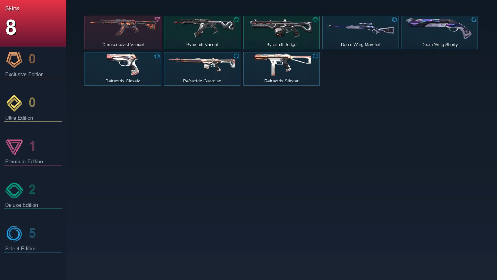 AP | Lv71 | Unranked | 8 Skin | 23 Agent | 39 Buddy — Refractrix Stinger