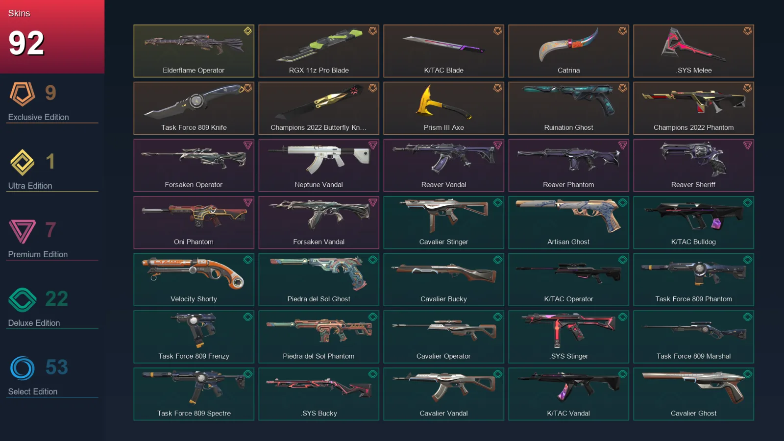 AP | Lv248 | Unranked | 92 Skin | 21 Agent | 103 Buddy