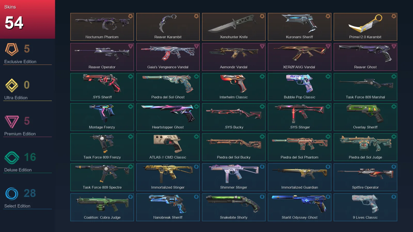 EU | Lv281 | Unranked | 54 Skin | 28 Agent | 105 Buddy — Valorant account