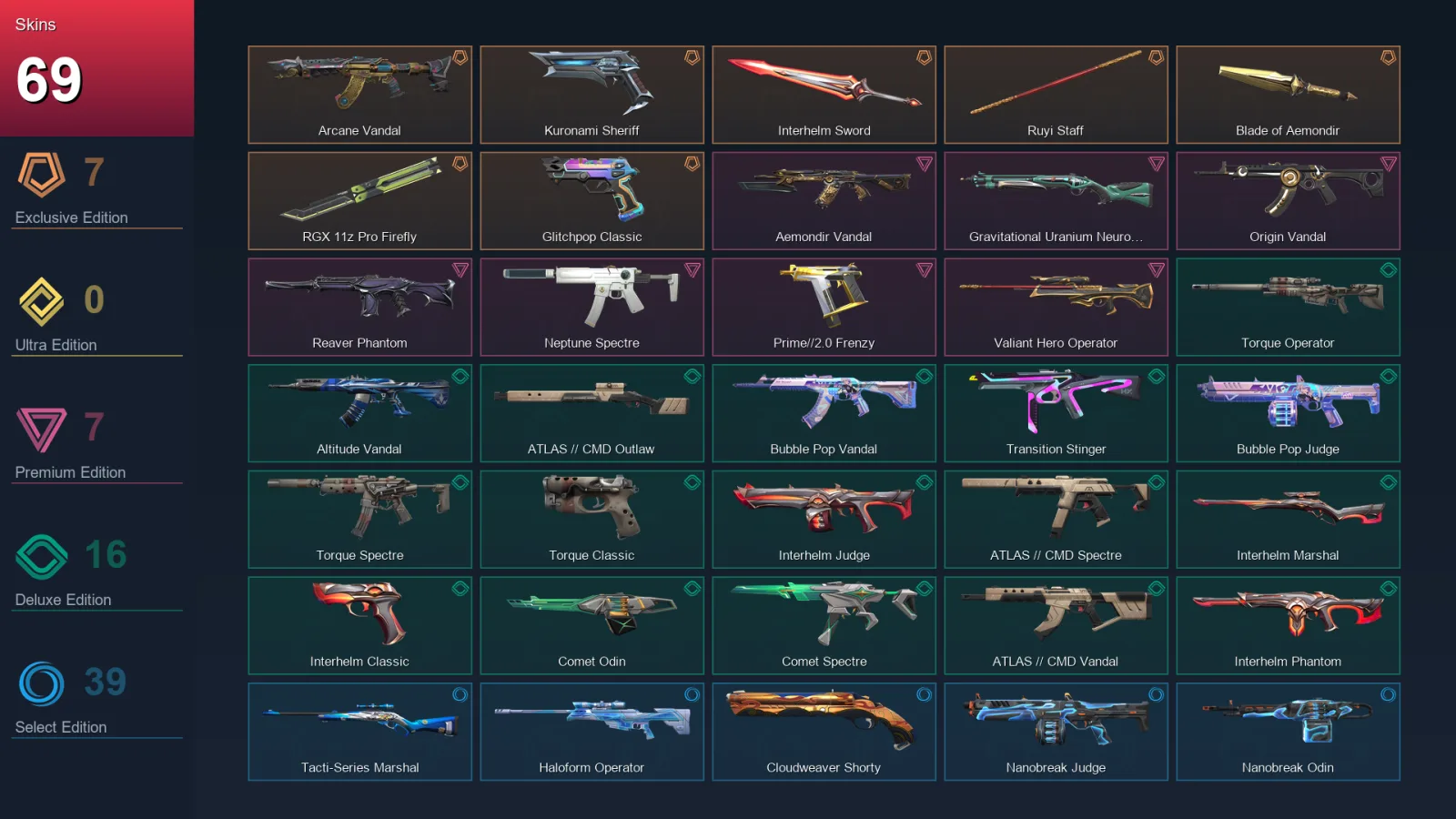 NA | Lv55 | Unranked | 69 Skin | 29 Agent | 53 Buddy — Valorant account