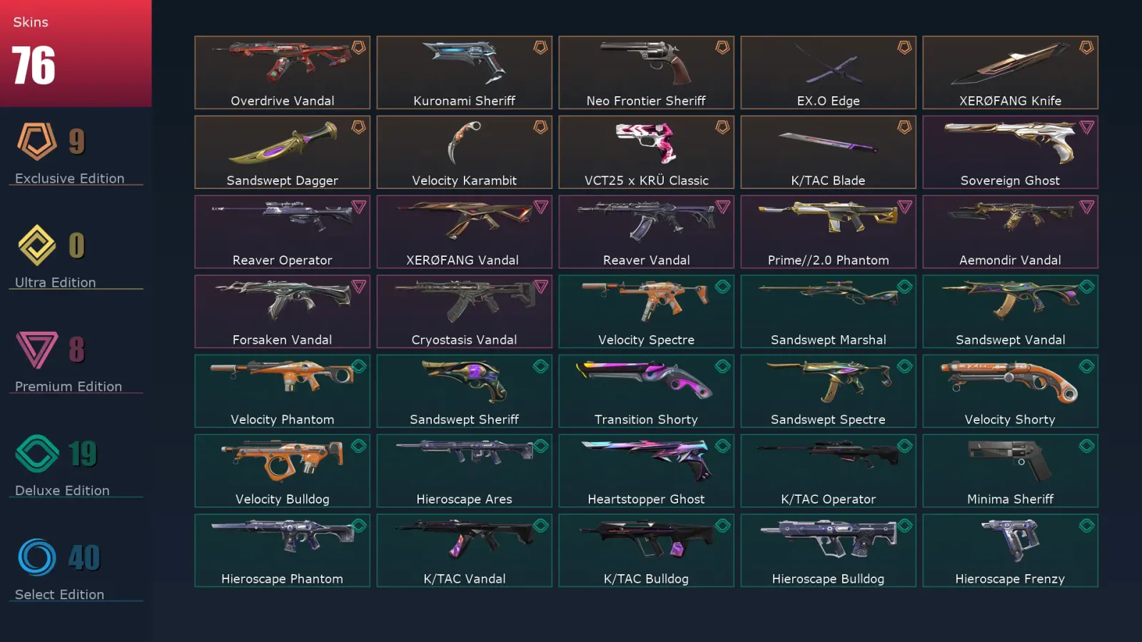 [Valorant] | EU | Level 298 | 28 Agents | 76 Skins — Valorant account