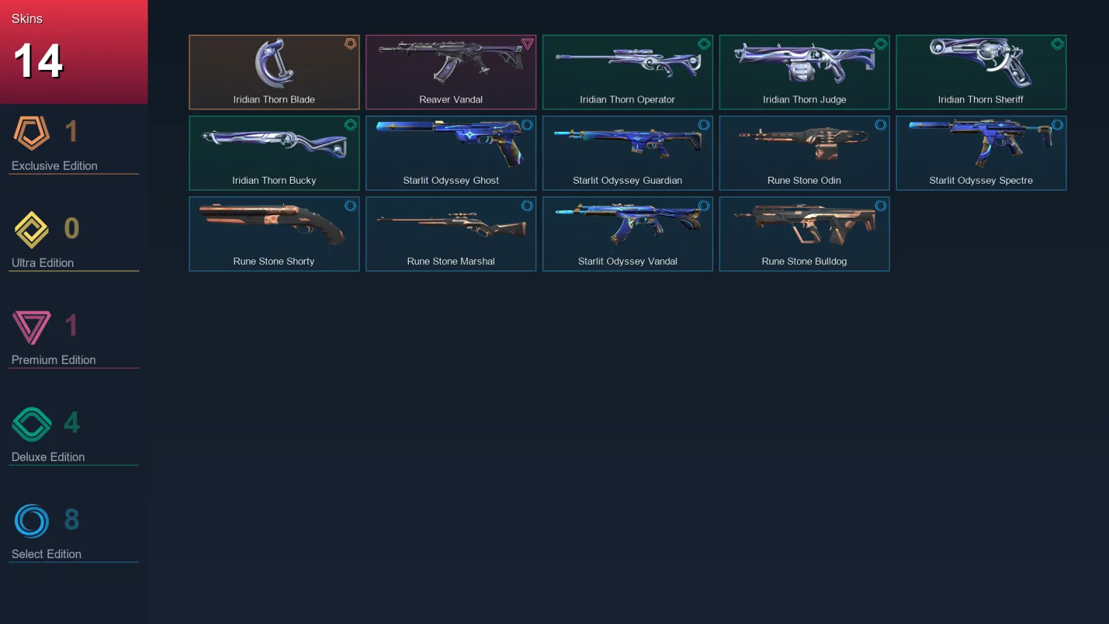 EU | Lv63 | Unranked | 14 Skin | 18 Agent | 30 Buddy