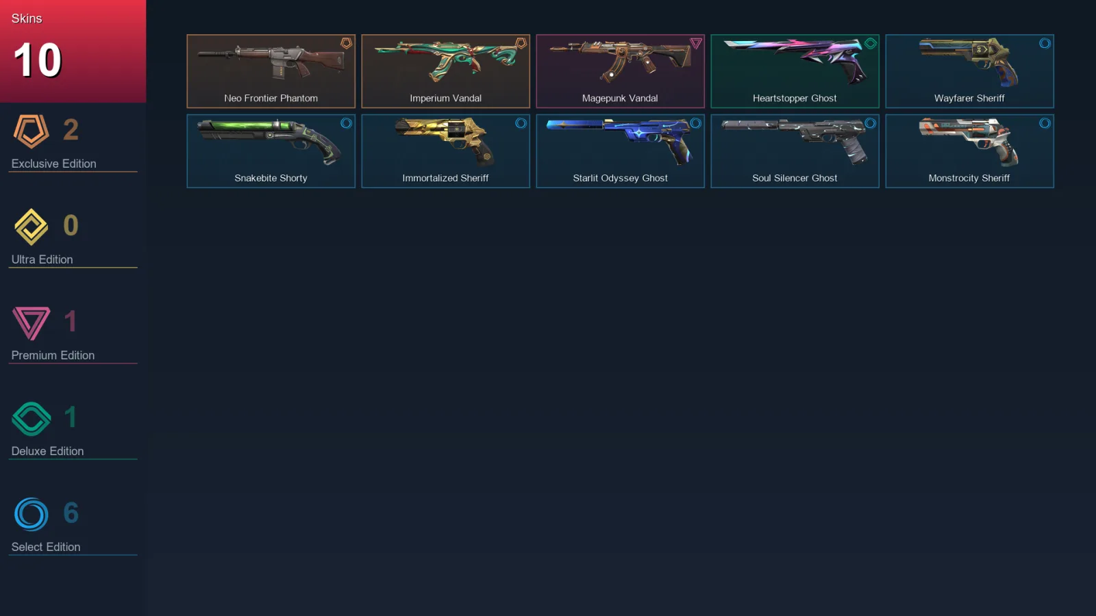 LA | Neo Frontier Phantom | Imperium Vandal | Magepunk Vandal | Heartstopper Ghost | 10 Skin | 28 Agent | 59 Buddy | Lv163