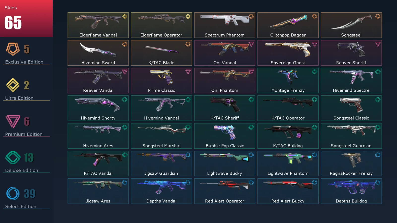 [Valorant] | EU | Level 256 | 27 Agents | 65 Skins