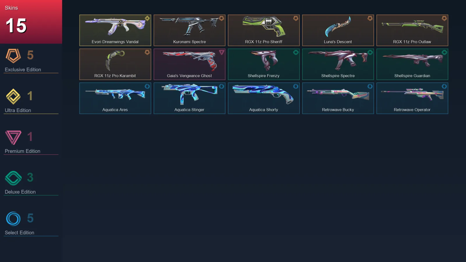 EU | Lv47 | Unranked | 15 Skin | 15 Agent | 19 Buddy