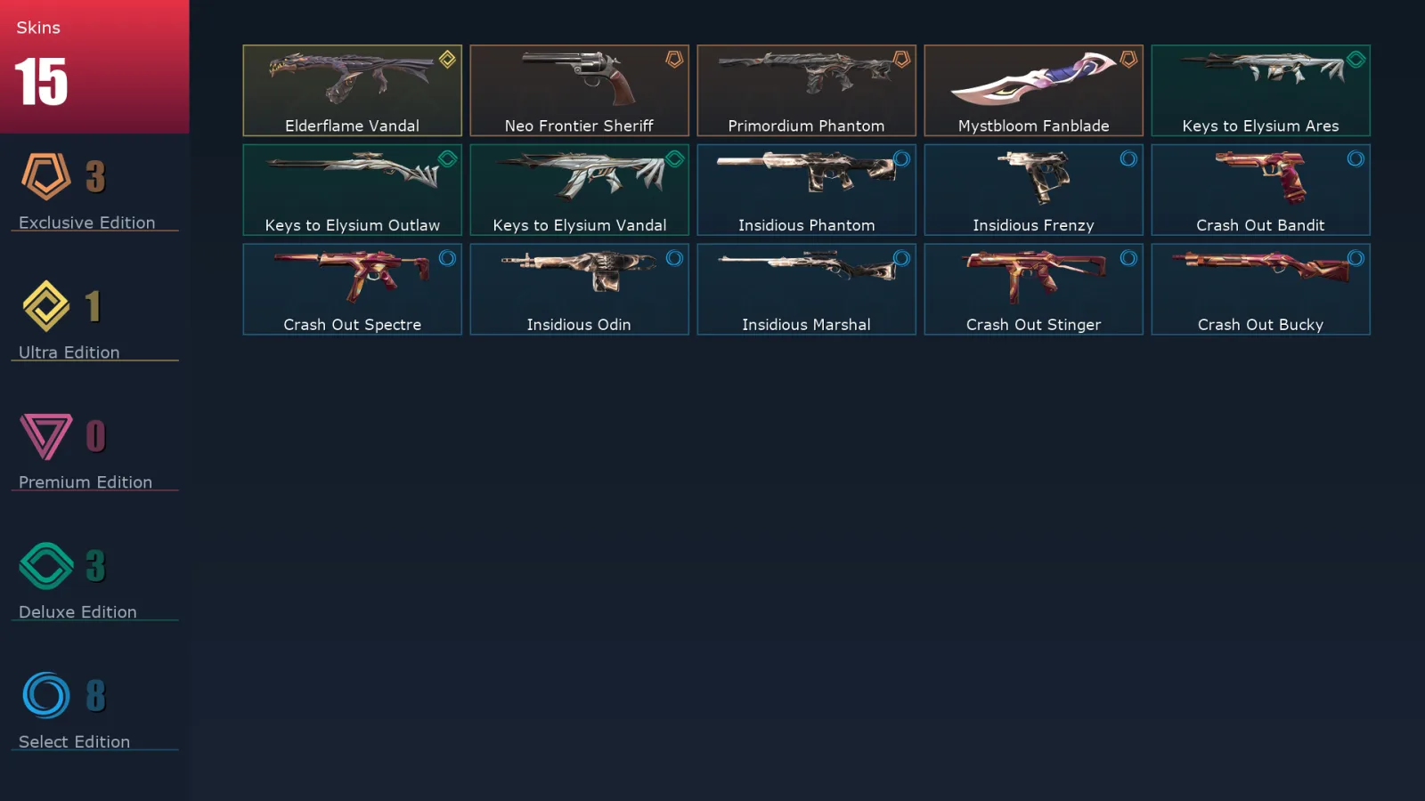 [Valorant] | EU | Level 25 | 10 Agents | 15 Skins