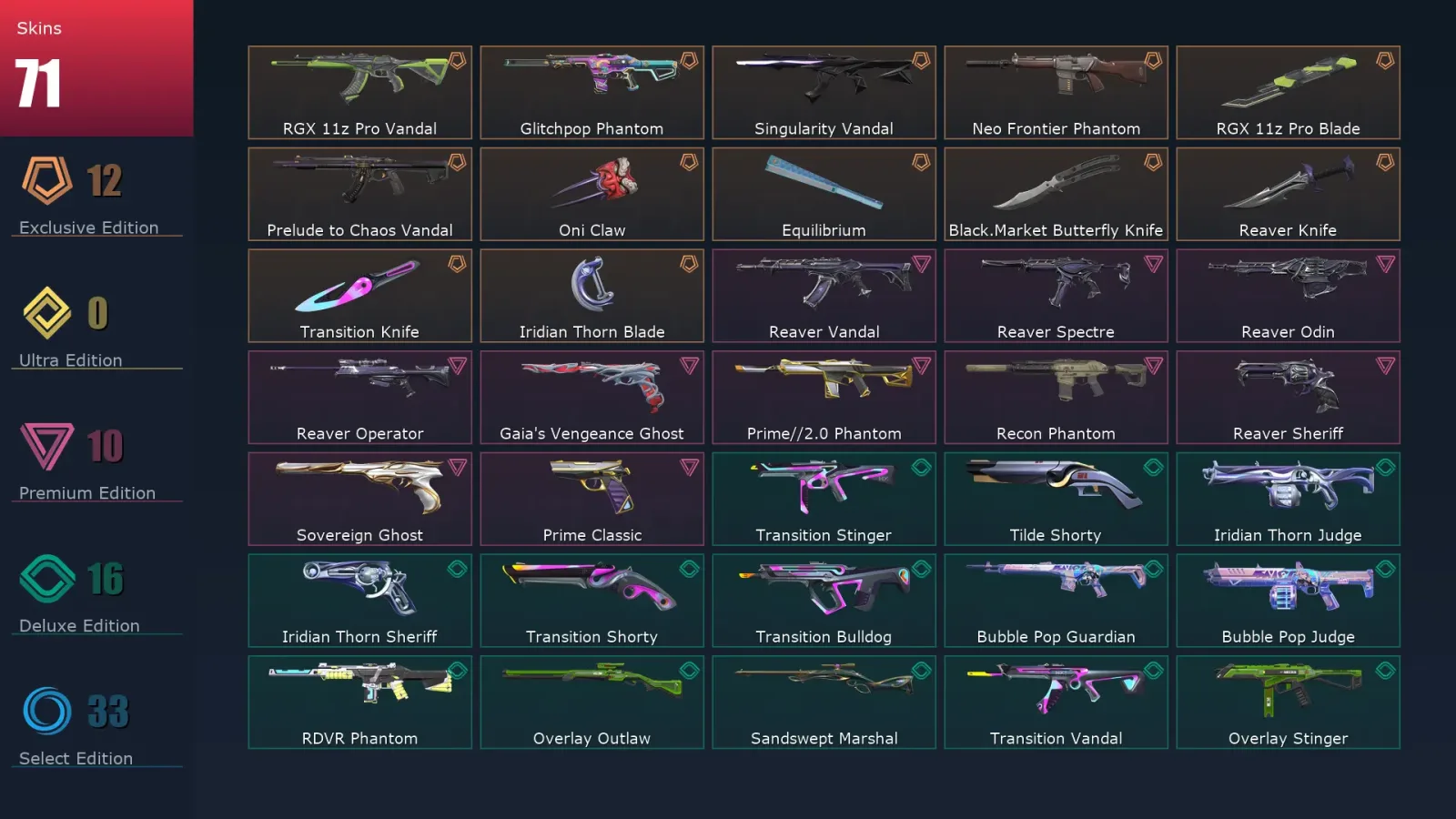 [Valorant] | EU | Level 101 | 25 Agents | 71 Skins — Valorant account