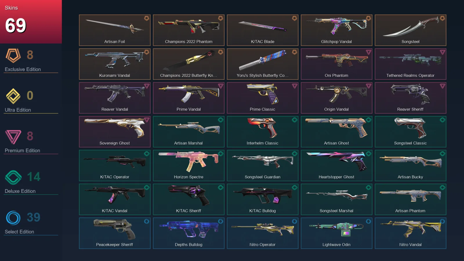 EU | Lv278 | Unranked | 69 Skin | 28 Agent | 104 Buddy