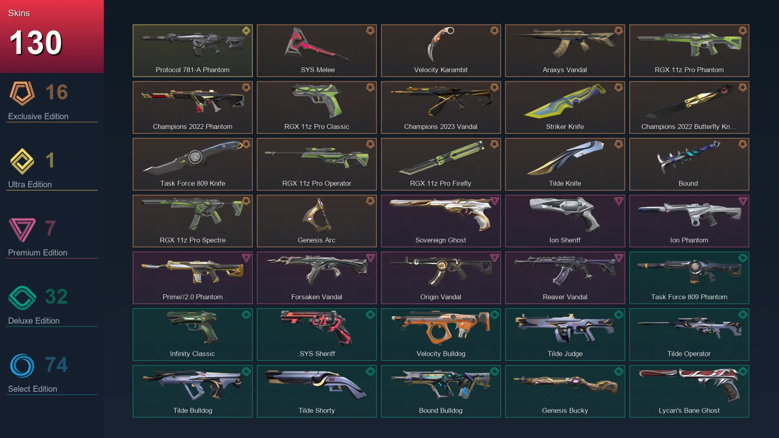 AP | Lv350 | Unranked | 130 Skin | 27 Agent | 167 Buddy — Valorant account
