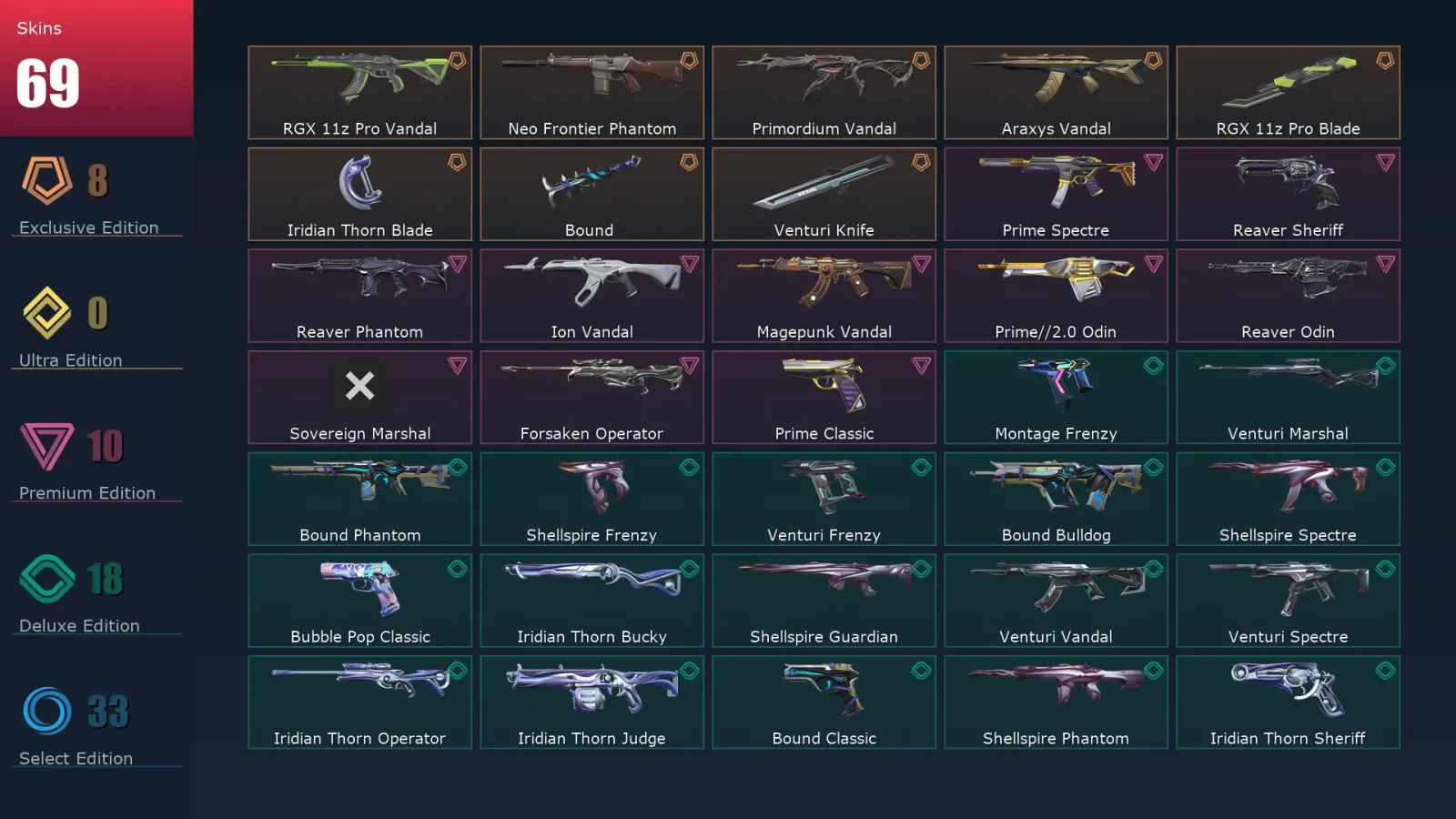 [Valorant] | EU | Level 172 | Platinum 1 | 29 Agents | 69 Skins — Valorant account