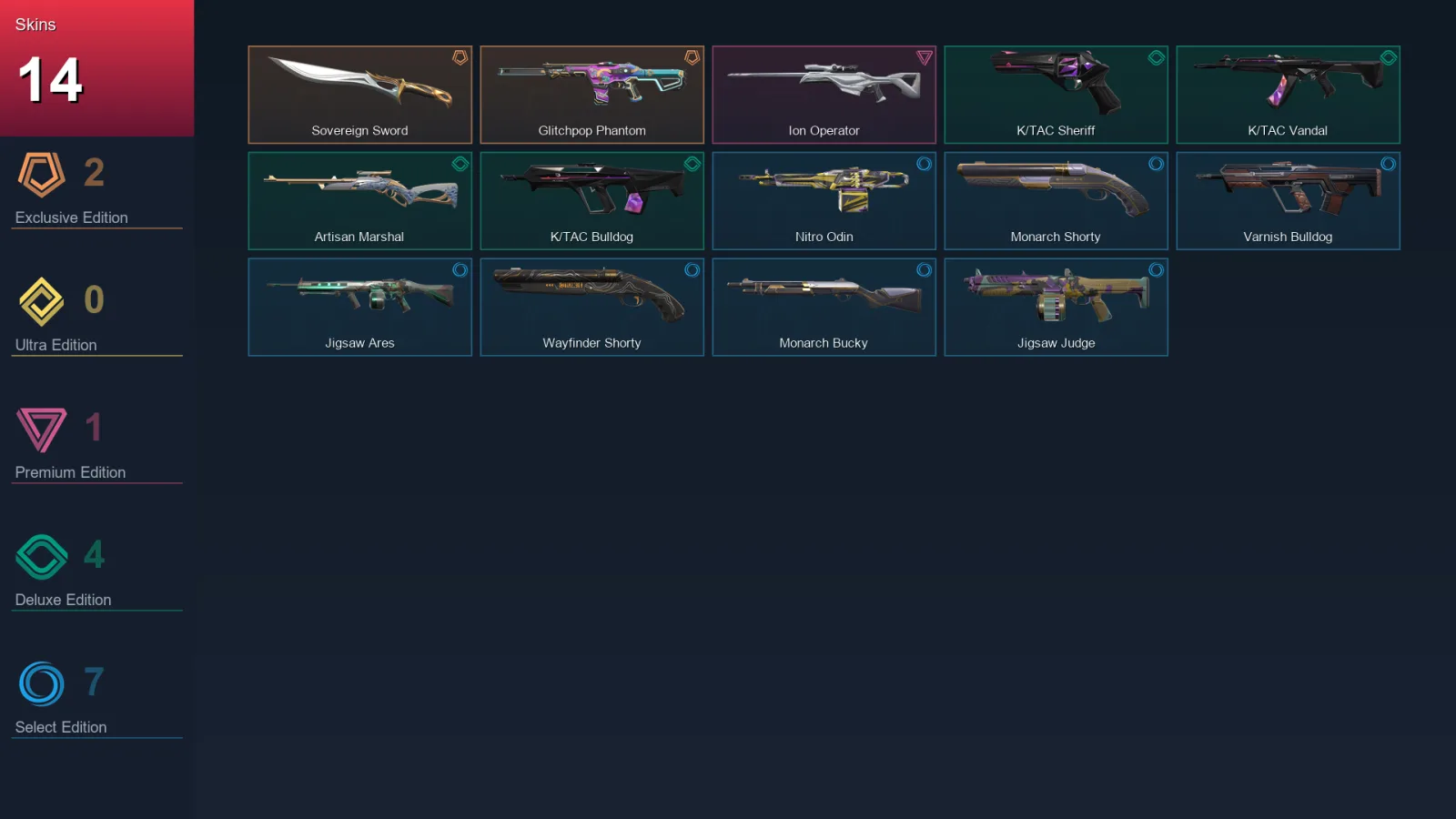 NA | Lv46 | Unranked | 14 Skin | 11 Agent | 25 Buddy