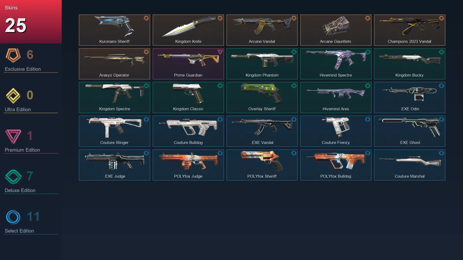 LA | Lv94 | Unranked | 25 Skin | 26 Agent | 60 Buddy — Unranked / Smurf Valorant