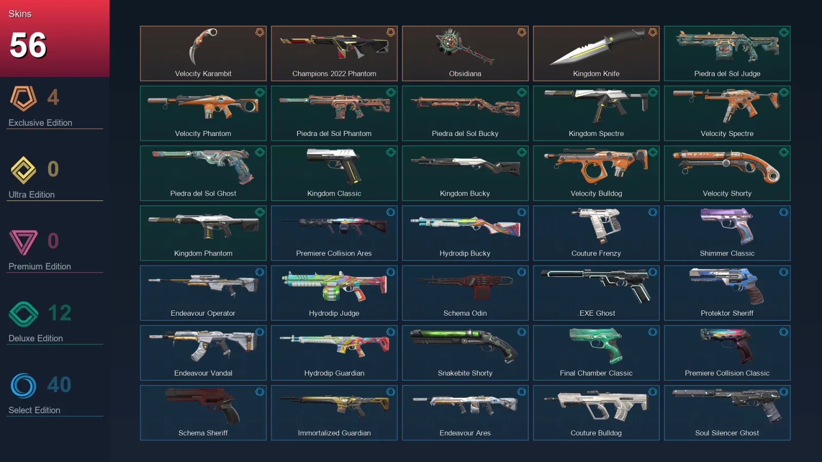 NA | Lv136 | Unranked | 56 Skin | 23 Agent | 82 Buddy