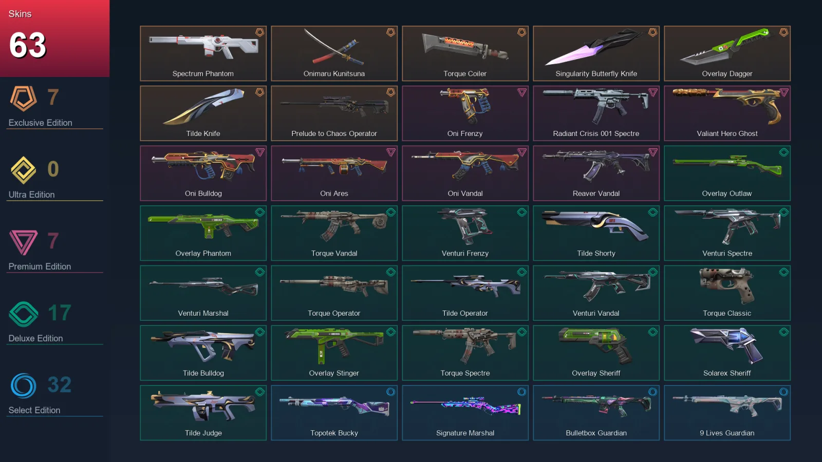 AP | Lv110 | Unranked | 63 Skin | 27 Agent | 70 Buddy