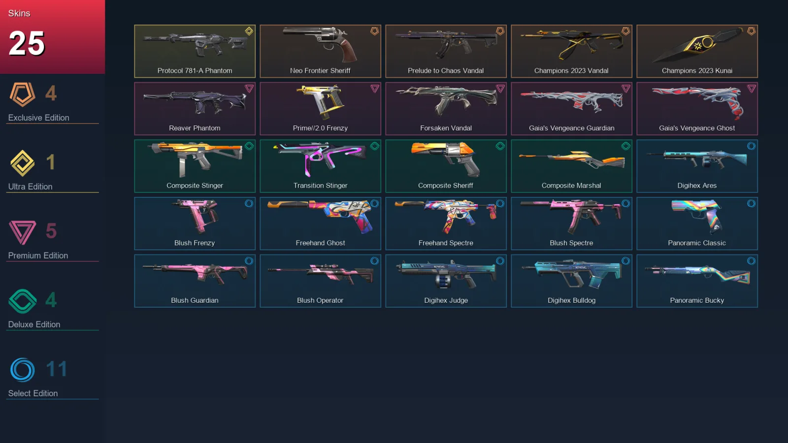 AP | Lv25 | Unranked | 25 Skin | 10 Agent | 14 Buddy