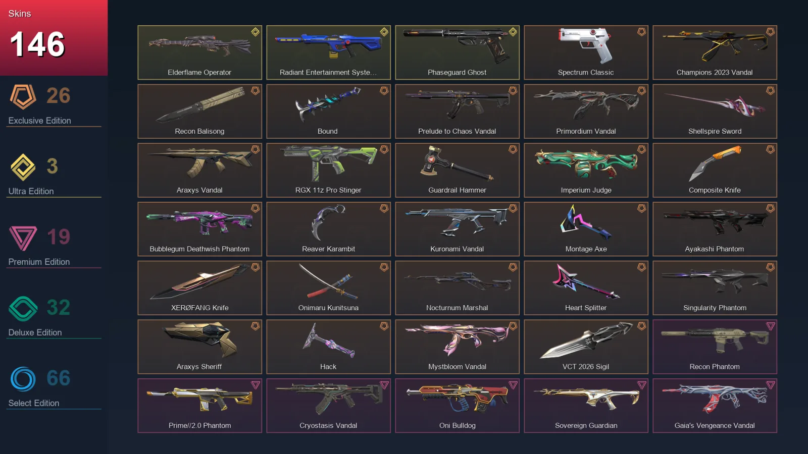 EU | Lv153 | Unranked | 146 Skin | 29 Agent | 87 Buddy