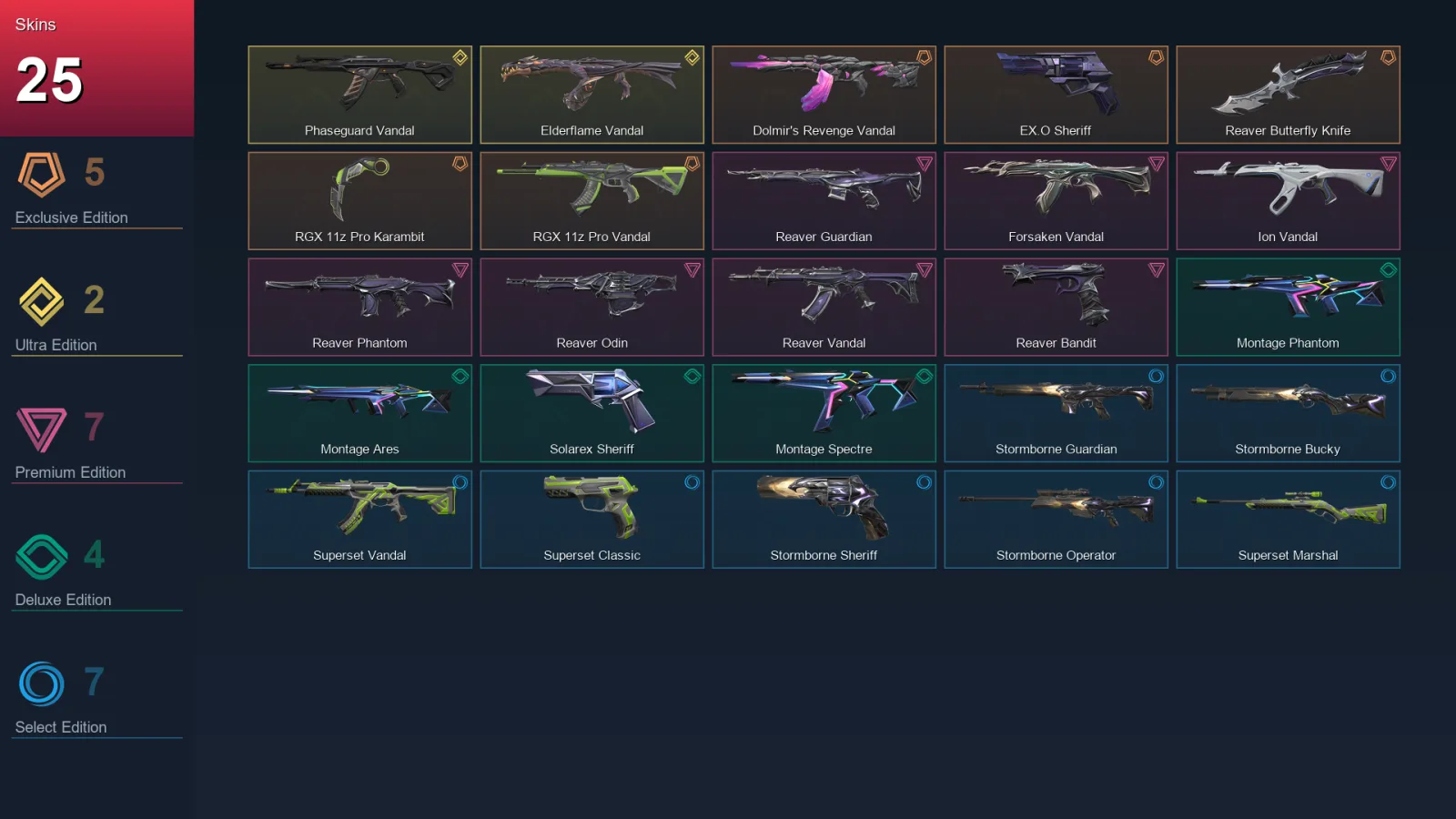 EU | Lv54 | Unranked | 25 Skin | 15 Agent | 25 Buddy