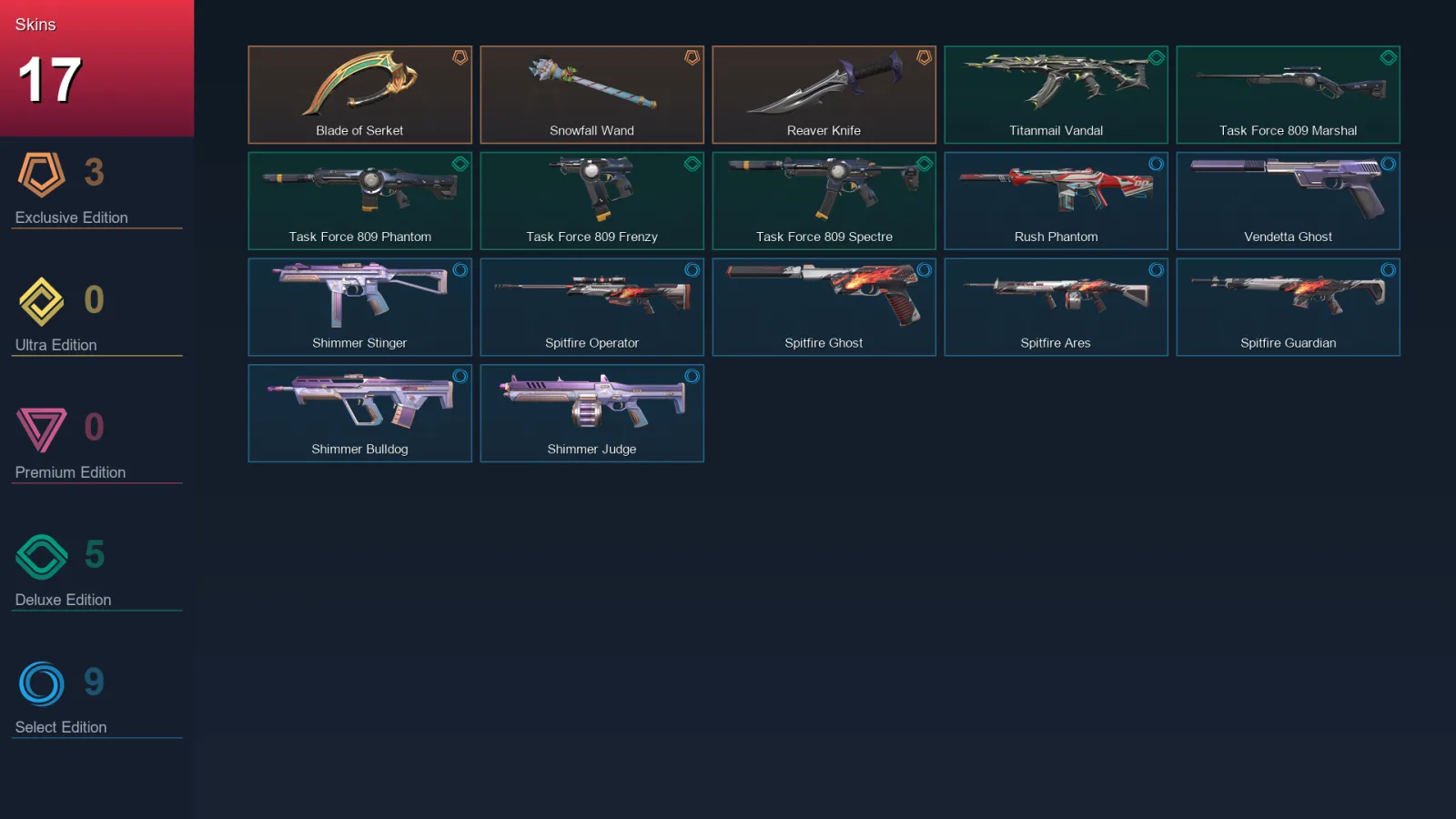 NA | Lv32 | Unranked | 17 Skin | 9 Agent | 17 Buddy