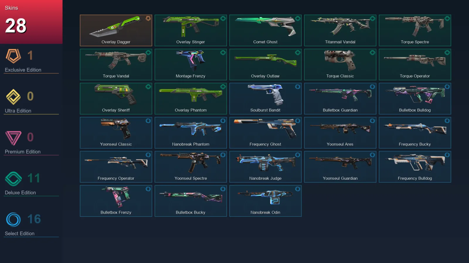 EU | Lv112 | Unranked | 28 Skin | 29 Agent | 48 Buddy