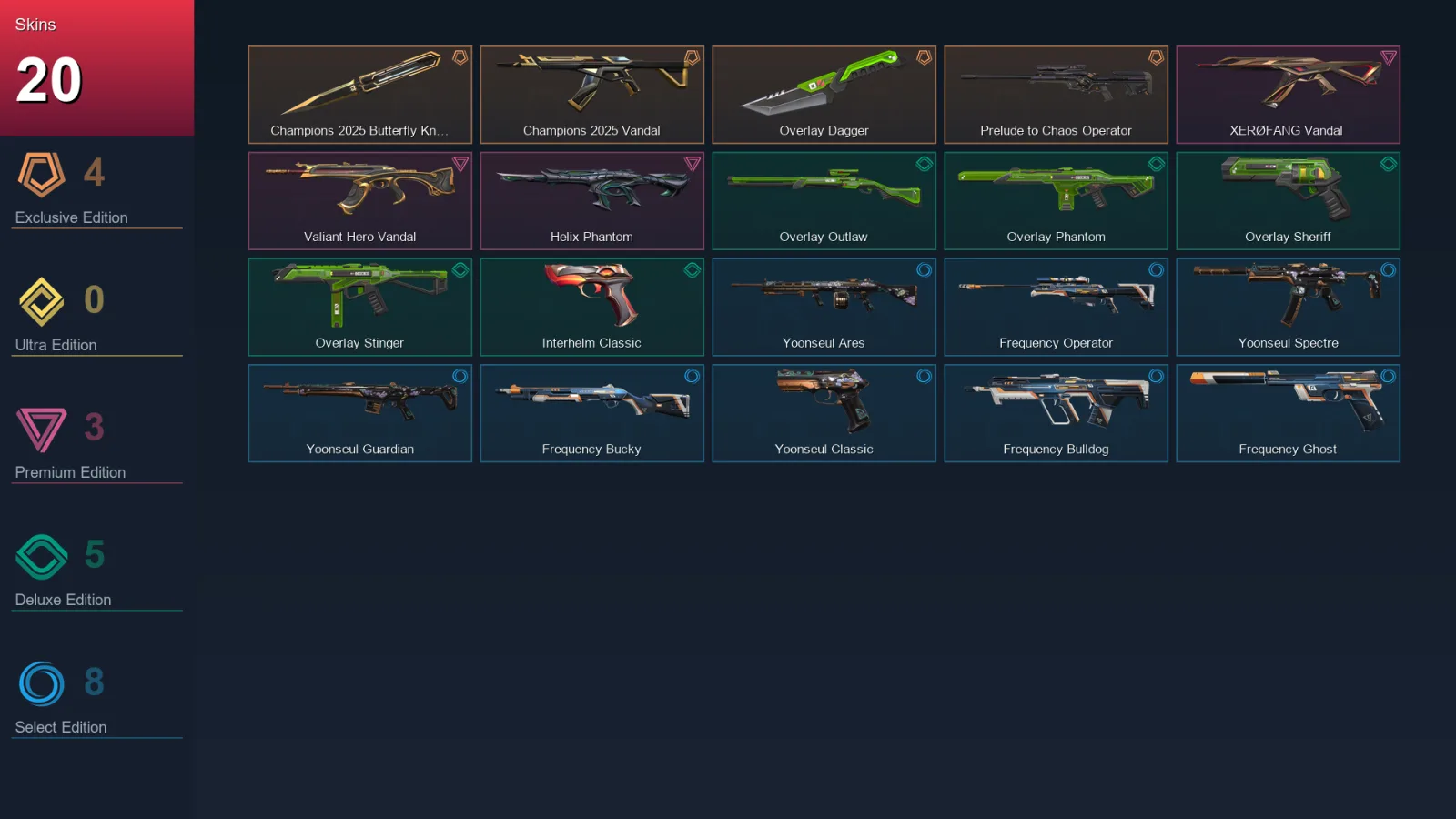 EU | Lv61 | Unranked | 20 Skin | 19 Agent | 30 Buddy