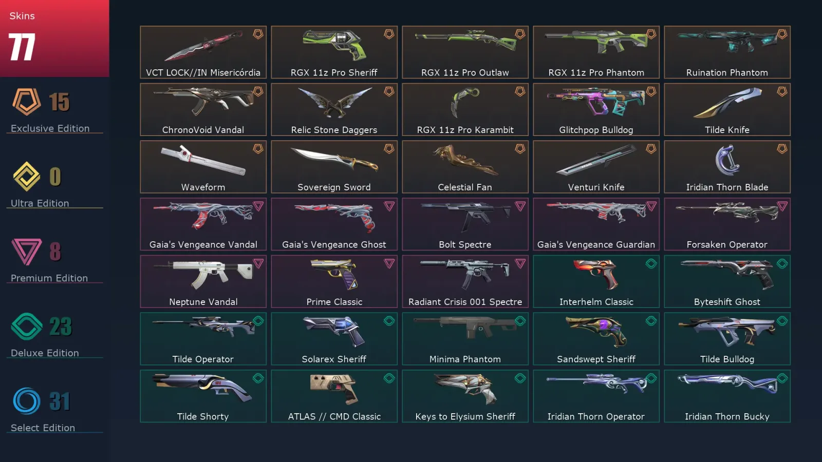 [Valorant] | EU | Level 1 | Radiant | 29 Agents | 77 Skins — Valorant account