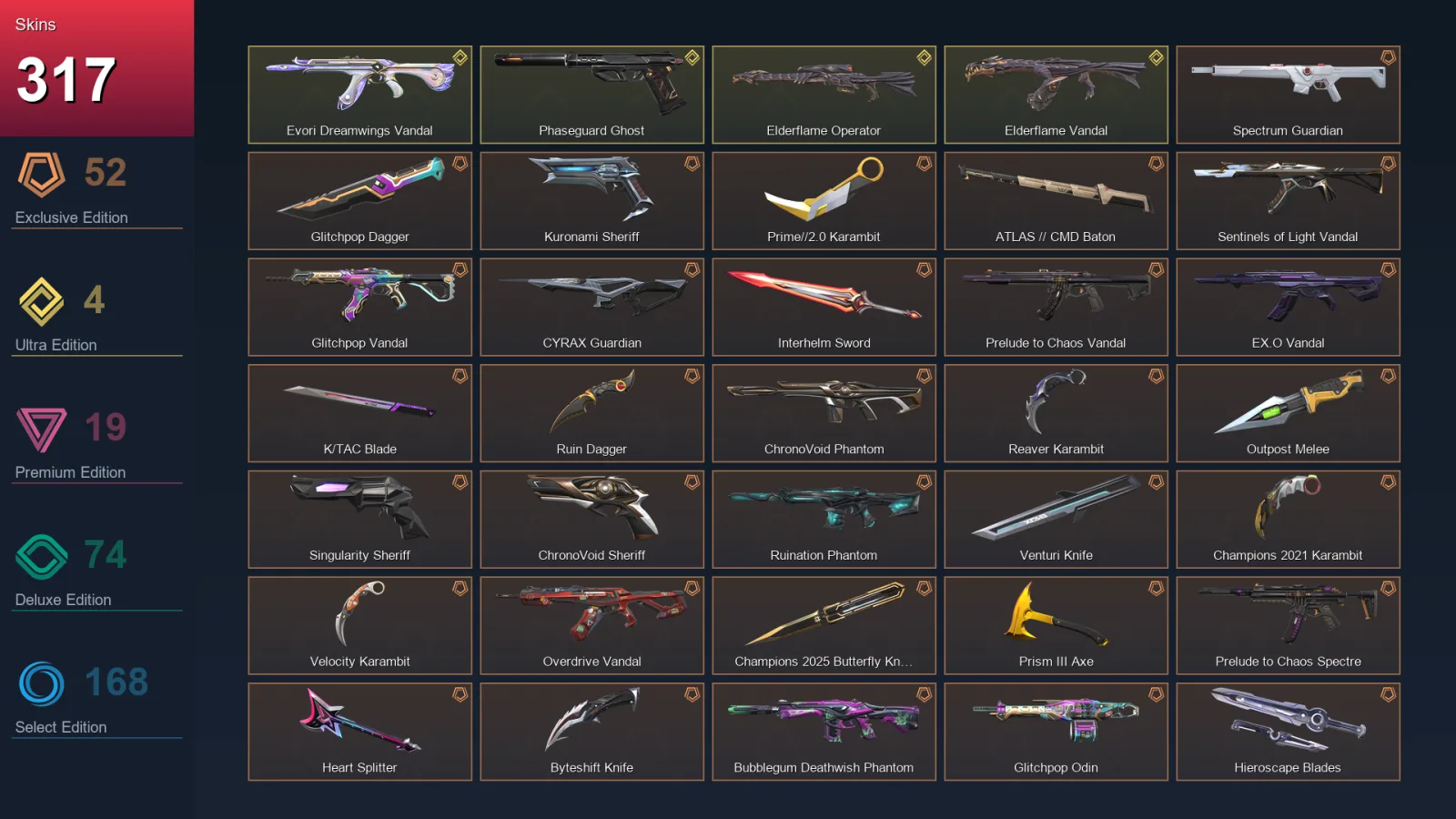 EU | Lv897 | Unranked | 317 Skin | 29 Agent | 273 Buddy