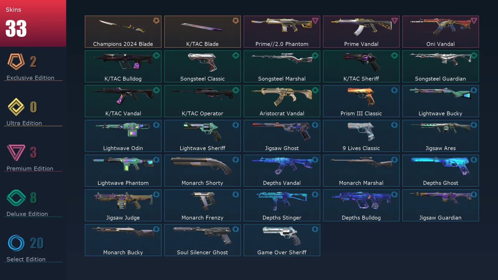 [Valorant] | EU | Level 142 | 27 Agents | 33 Skins