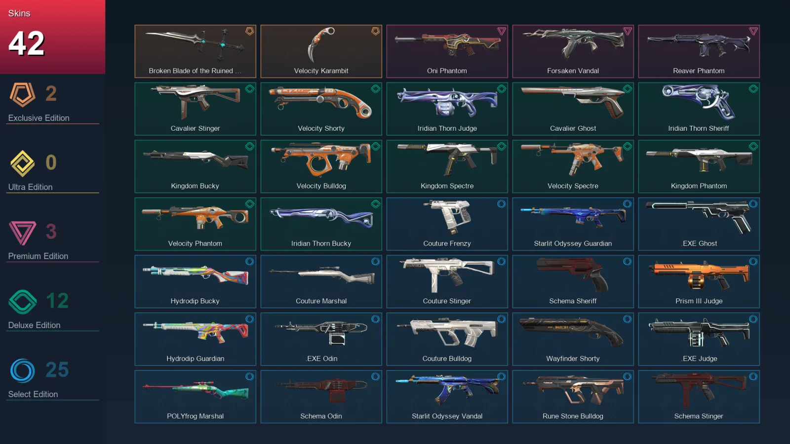EU | Lv59 | Unranked | 42 Skin | 25 Agent | 66 Buddy